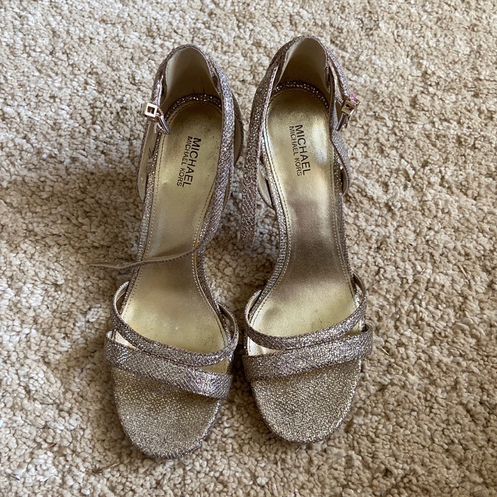 Micheal kors gold sequin heels